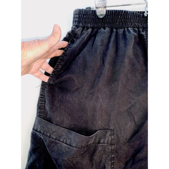 XL Hunter & Brown Pants Womens Flowy Black Elastic Pull On 3 Leg Patch Pockets - Picture 12 of 13